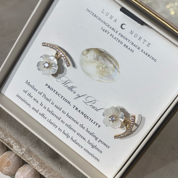 Luna Norte Mother of Pearl Earrings - Picture 2 of 3